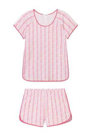 11 Pima Cotton Shorts Set in Winterberry Jasmine Vine - Matching Lounge Set