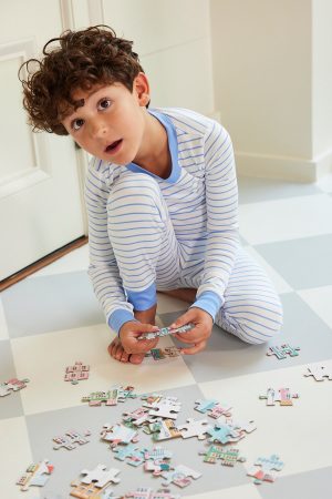 11 Kids Matching Long Sleeve Top and Pants Set in Baltic Blue | Toddler & Kids Cotton Loungewear