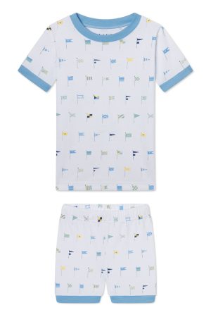 11 Brand Kids Shorts Set in Baltic Blue Nautical Flags - Stylish Children's Summer Outfit