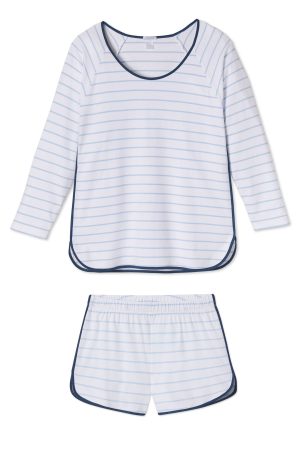11 Brand Pima Cotton Long-Short Set in Marine | Soft Lounge Wear for Men & Women