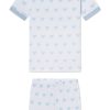 11 Kids Shorts Set - French Blue Heart Print Summer Outfit for Boys & Girls