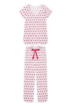 11 Brand Pima Maternity Short-Long Set in Classic Red Heart - Soft Comfortable Pregnancy Sleepwear