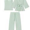 11 Maternity DreamModal Kimono Three-Piece Set – Parisian Green Pencil Stripe (Soft Modal Blend)