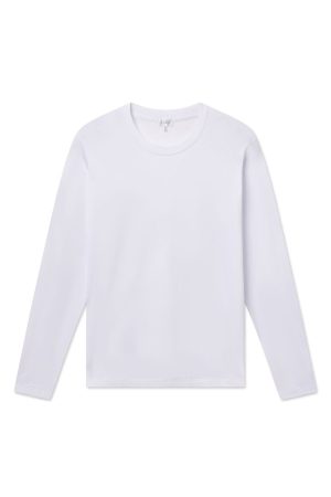 11 Men's Premium Pima Cotton Long Sleeve Crewneck T-Shirt - White