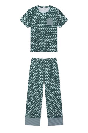 11 by Pima Crew - Wide Leg Pajama Set in Frasier Bloom Print | Soft Luxury Sleepwear