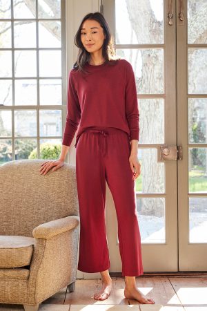 11 Burgundy Relax Pants Set – Matching Lounge Set for Women