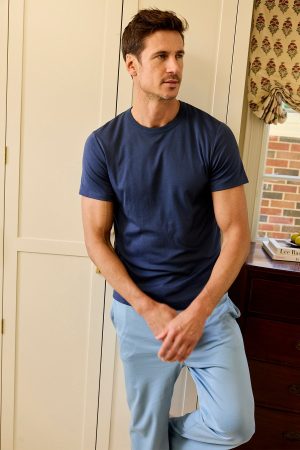 11 Brand Men's Pima Cotton Crew Neck T-Shirt – Navy Blue Casual Tee