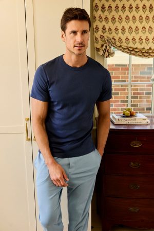 11 Brand Men's Pima Cotton Crew Neck T-Shirt – Navy Blue Casual Tee