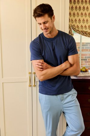 11 Brand Men's Pima Cotton Crew Neck T-Shirt – Navy Blue Casual Tee