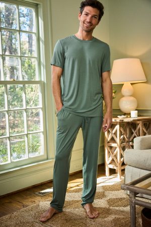 11 Men's Bamboo Lounge Set - Fairway Green Matching Tracksuit for Men