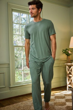 11 Men's Bamboo Lounge Set - Fairway Green Matching Tracksuit for Men