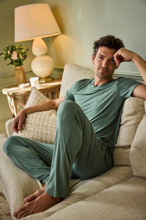 11 Men's Bamboo Lounge Set - Fairway Green Matching Tracksuit for Men