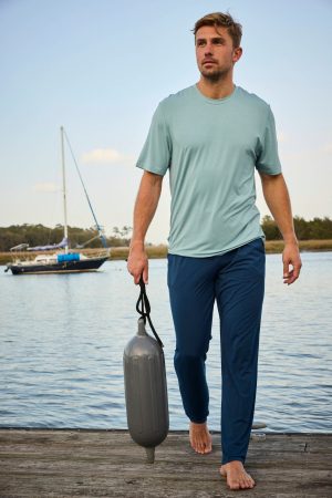 11 Men's Short Sleeve Bamboo Tee in Stone Blue - Soft Eco-Friendly Bamboo Cotton T-Shirt for Men