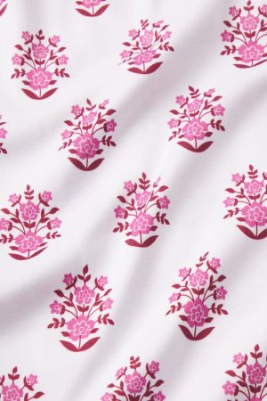 11 Brand Pima Cotton Crew Neck Short-Long Set in Cabernet Cottage Floral Print