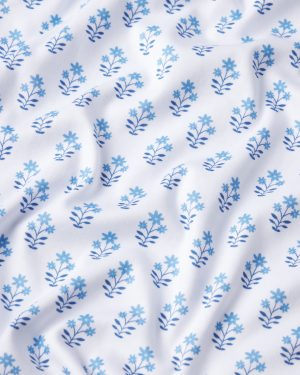 11 Brand Pima Cotton Shorts Set in Serene Blue Posy - Soft Comfortable Lounge Wear