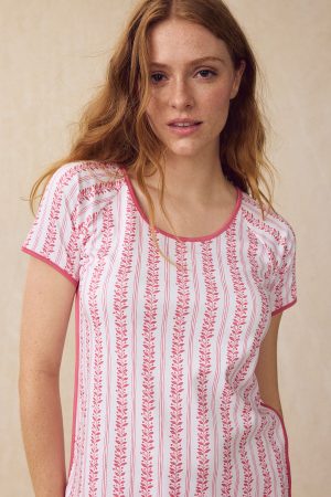 11 Pima Cotton Shorts Set in Winterberry Jasmine Vine - Matching Lounge Set