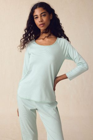 11 Brand Pima Cotton Long Sleeve Set in Parisian Green - Soft Luxury Loungewear