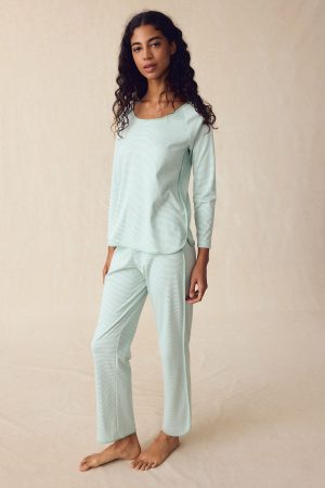 11 Brand Pima Cotton Long Sleeve Set in Parisian Green - Soft Luxury Loungewear