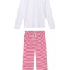11 Men's Pima Cotton Long Sleeve Sleep Set – Classic Red Voyager Stripe Pajama Set