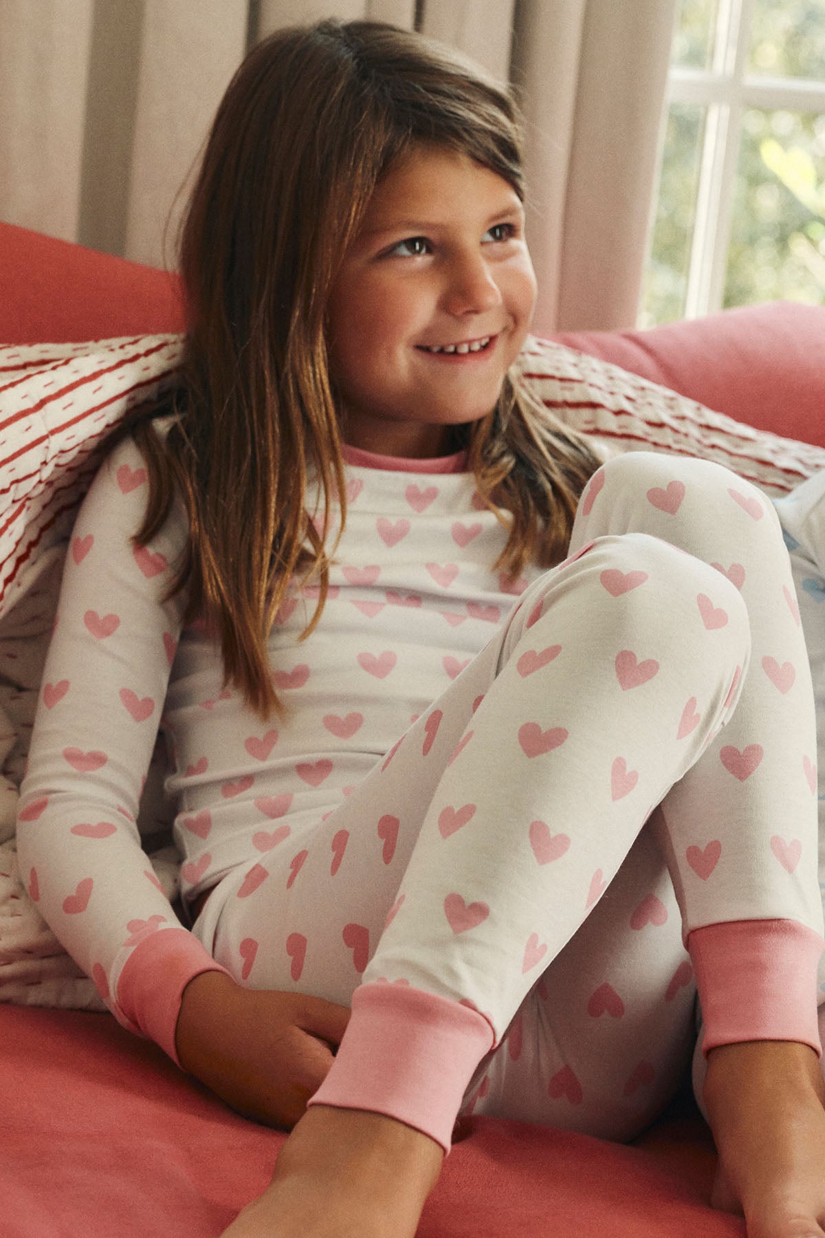 Kids Pink Heart Matching Long Sleeve Top and Pants Set - 11 Brand