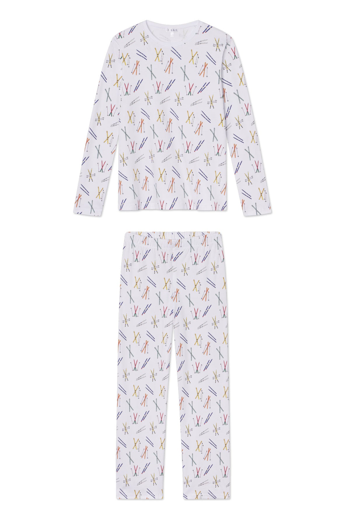 11 Pima Cotton Crew Neck Long Sleeve Matching Set - Vintage Ski Print Loungewear