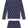 11 Pima Cotton Crew Neck Long Sleeve Top & Short Set in English Navy with Snowflake Print