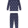 11 Kids Long Sleeve Pajama Set - Navy Blue with Snowflake Print