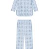 11 Pima Cotton Long Sleeve Matching Set in Serene Blue Wreath Print