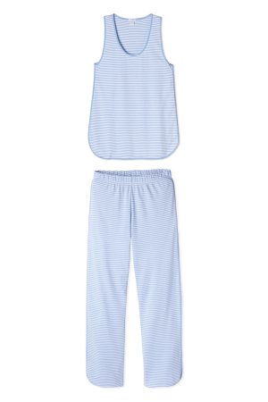 11 Brand Pima Cotton Long Tank Set in Hydrangea - Soft & Breathable