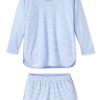 11 Brand Pima Cotton Long-Short Pajama Set in Hydrangea Color