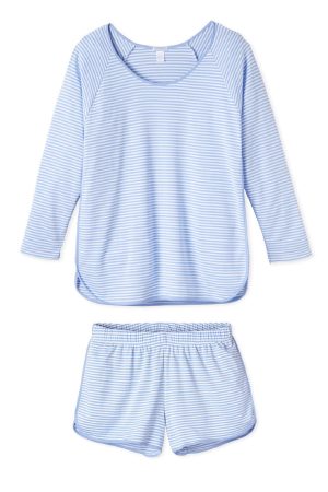 11 Brand Pima Cotton Long-Short Pajama Set in Hydrangea Color