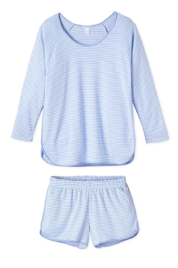 11 Brand Pima Cotton Long-Short Pajama Set in Hydrangea Color